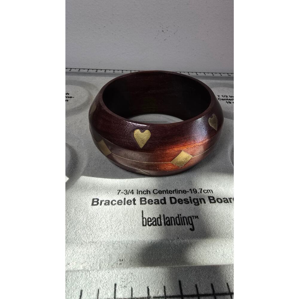 Wood bangle bracelets with gold accents